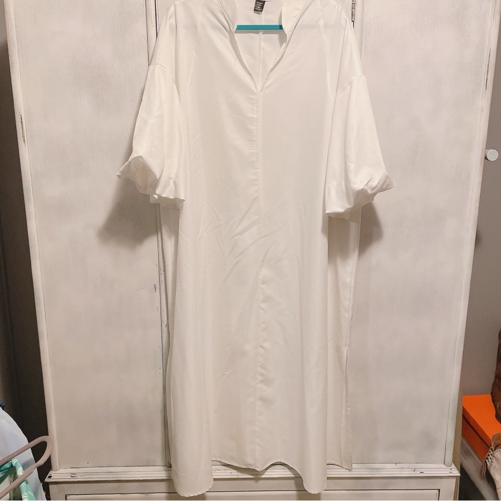 SHEIN Classic White Bubble Sleeve Dress Size 2XL. - Picture 4 of 8